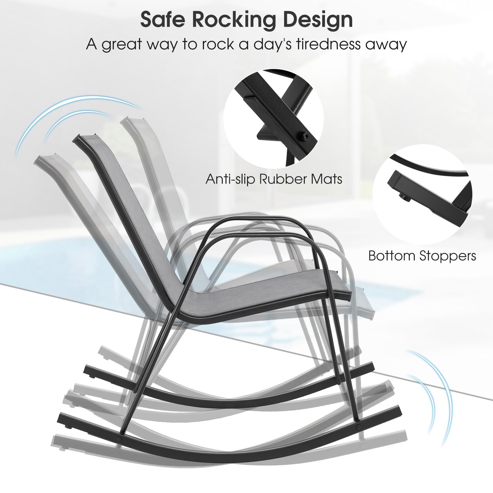 GIANTEX Set di 2 Sedie a Dondolo, Resistenti alle Intemperie con Braccioli, Portata Massima 150 kg, Sedia Basculante da Esterno per Giardino, Balcone e Terrazza