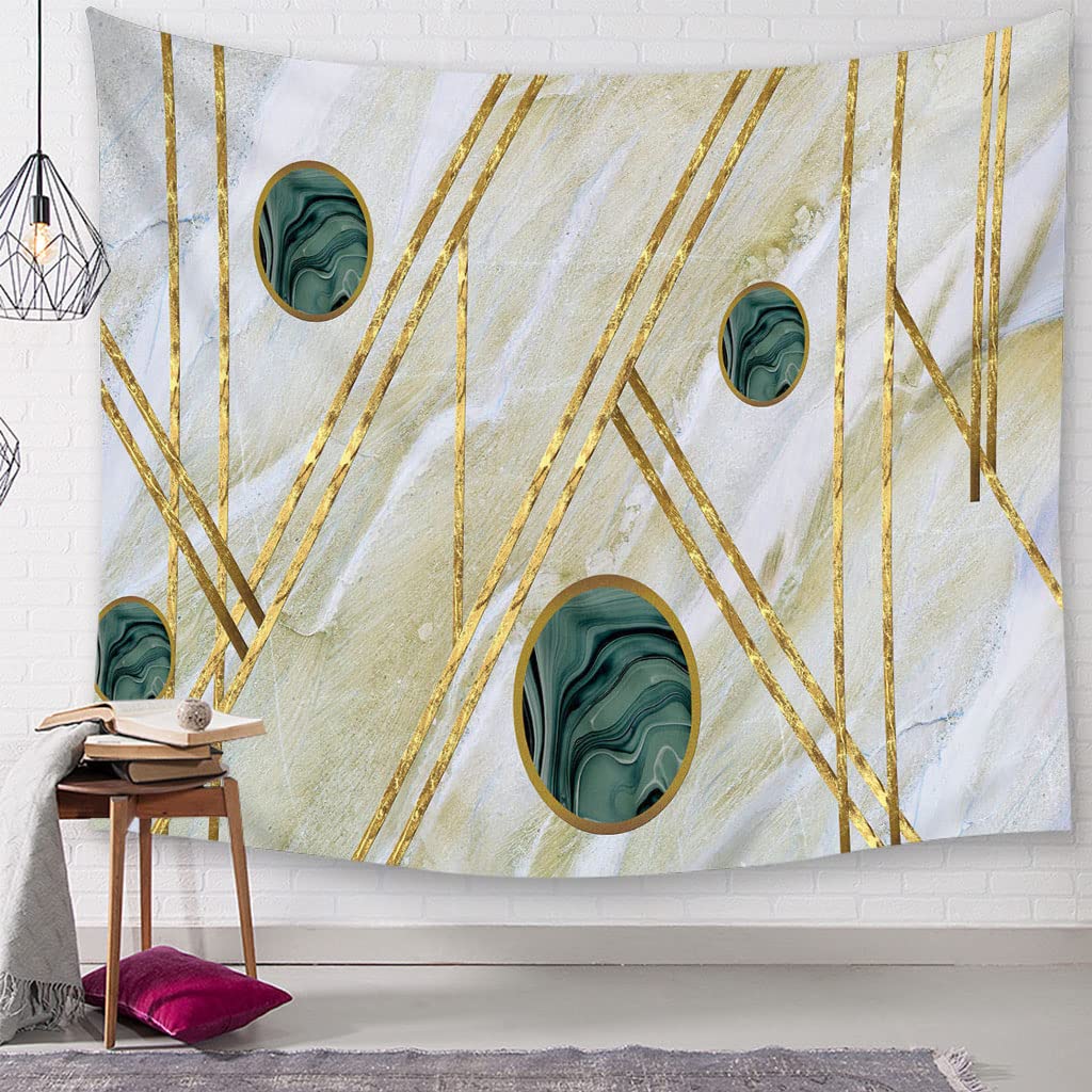 Tapiz Tela Pequeño De Suelo para Piscinas Rectangulares Oro Arte Geométrico Textura Mármol Tapices Indios Pared Paisajes para Decoración Sala Estar del Dormitorio 59x59 Inches