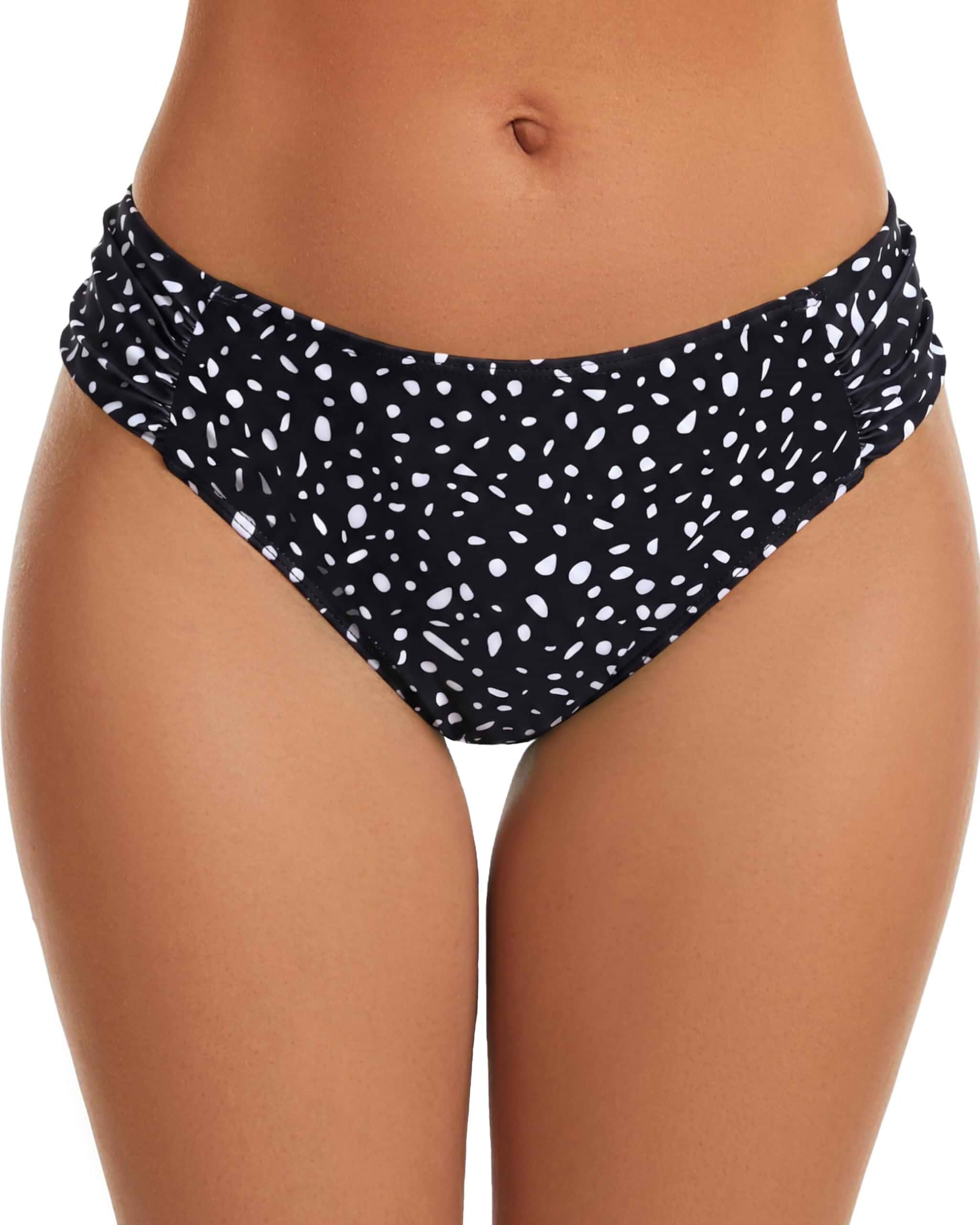 Women's Low Rise Bikini Bottoms Full Coverage, Ruched Side, Fully Lined, Stretch Fabric, Mix and Match Style, Swimming, Beach Vacation