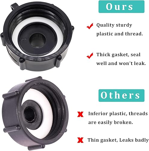 Miniatura 4 de Adaptador de bolsa IBC de 275 330 galones, rosca gruesa de 2 pulgadas x 3/4 pulgadas macho IBC accesorios de tanque IBC, adaptador macho de manguera