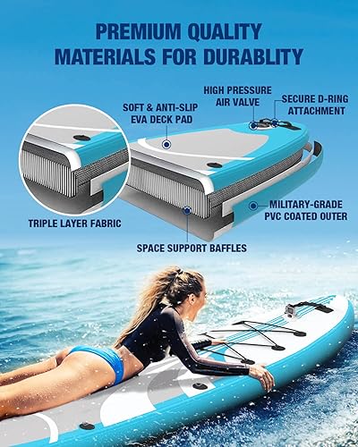 Miniatura 3 de Acooday Tabla de remo inflable para adultos, tablas de remo extra anchas de 11 x 33 x 6 pulgadas con soporte para cámara GoPro, tabla de remo