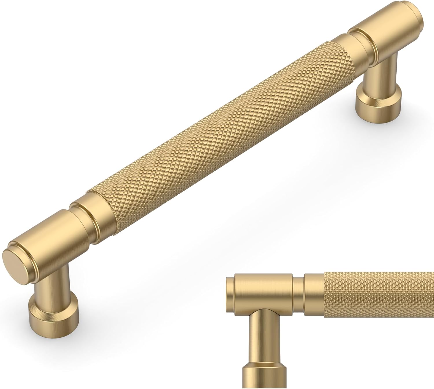 Amerdeco 10 Pack Champagne Bronze knurled Cabinet Pulls 5 Inch(128mm) Hole Center Drawer Pulls Cabinet Hardware Kitchen Cabinet Handles for Bathroom ZH0072 5 in Hole Center 10 Pack Champagne Bronze