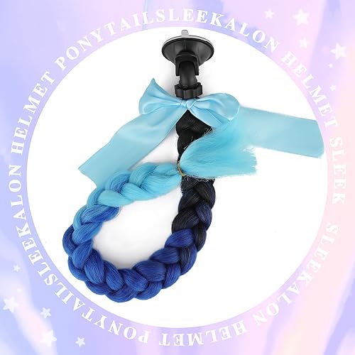 Miniatura 3 de Trenzas para casco de motocicleta con ventosa desmontable con lazo, casco de bicicleta, colas de caballo, cola de caballo, decoración