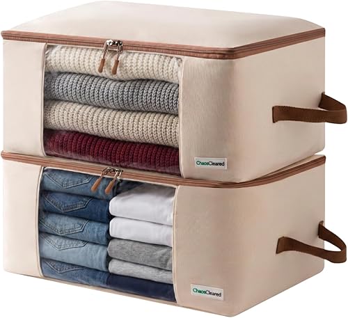 Bolsas de almacenamiento de lona para ropa, 2 unidades, organizadores de ropa para suéteres, ropa, ropa, ropa de cama, edredón, ropa de cama, bolsa