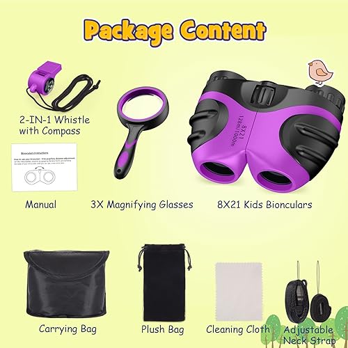 Miniatura 3 de Binoculares para niños, juguetes de regalo para niños de 3 a 12 años, binoculares compactos impermeables de 8 x 21 pulgadas para deportes y juegos