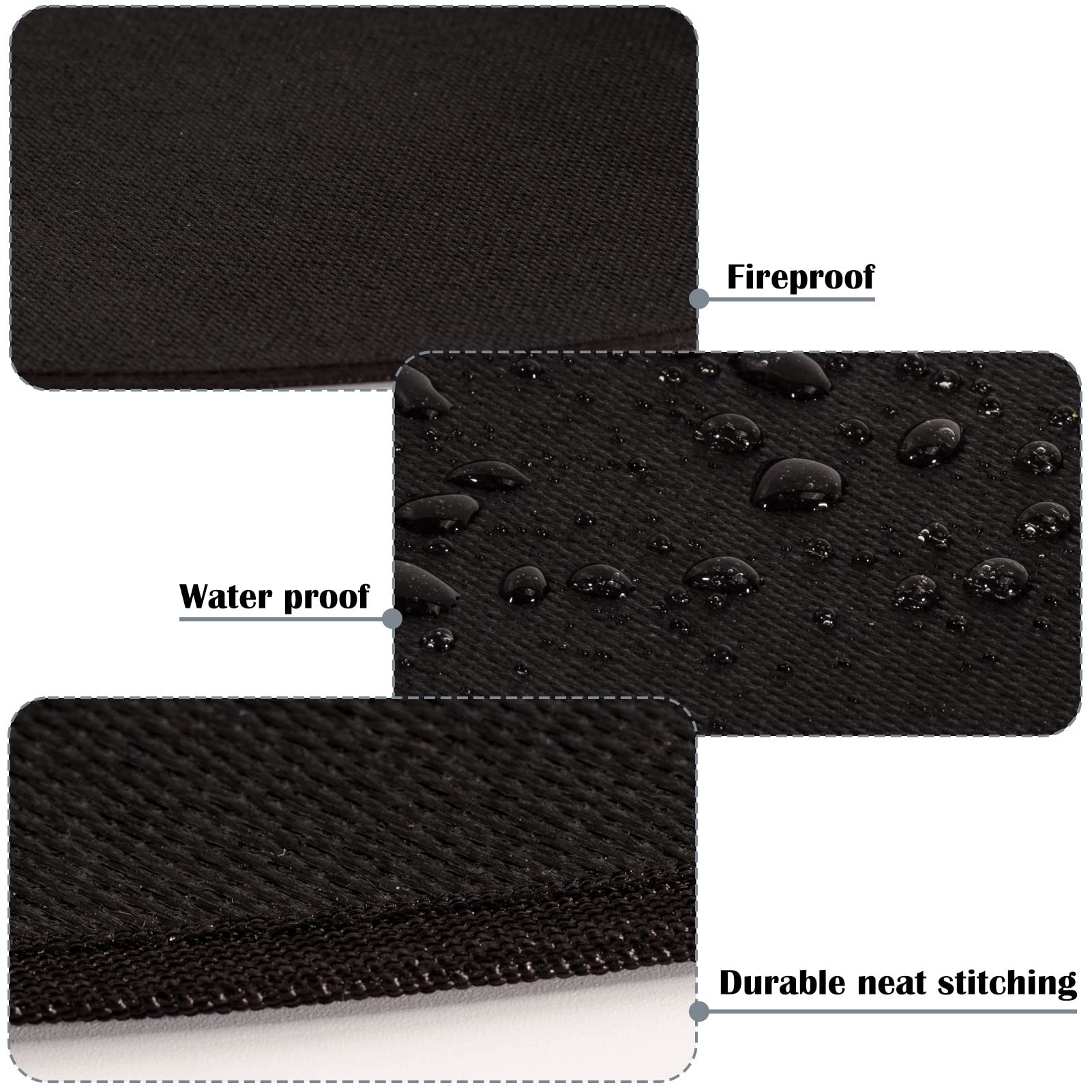 Svepndic 46 x 26 Fireplace Hearth Mats Fire Resistant Half Round Fireproof Fireplace Mat Black Fire Retardant Pad Fireplace, Protect Floors Patio from Sparks Embers