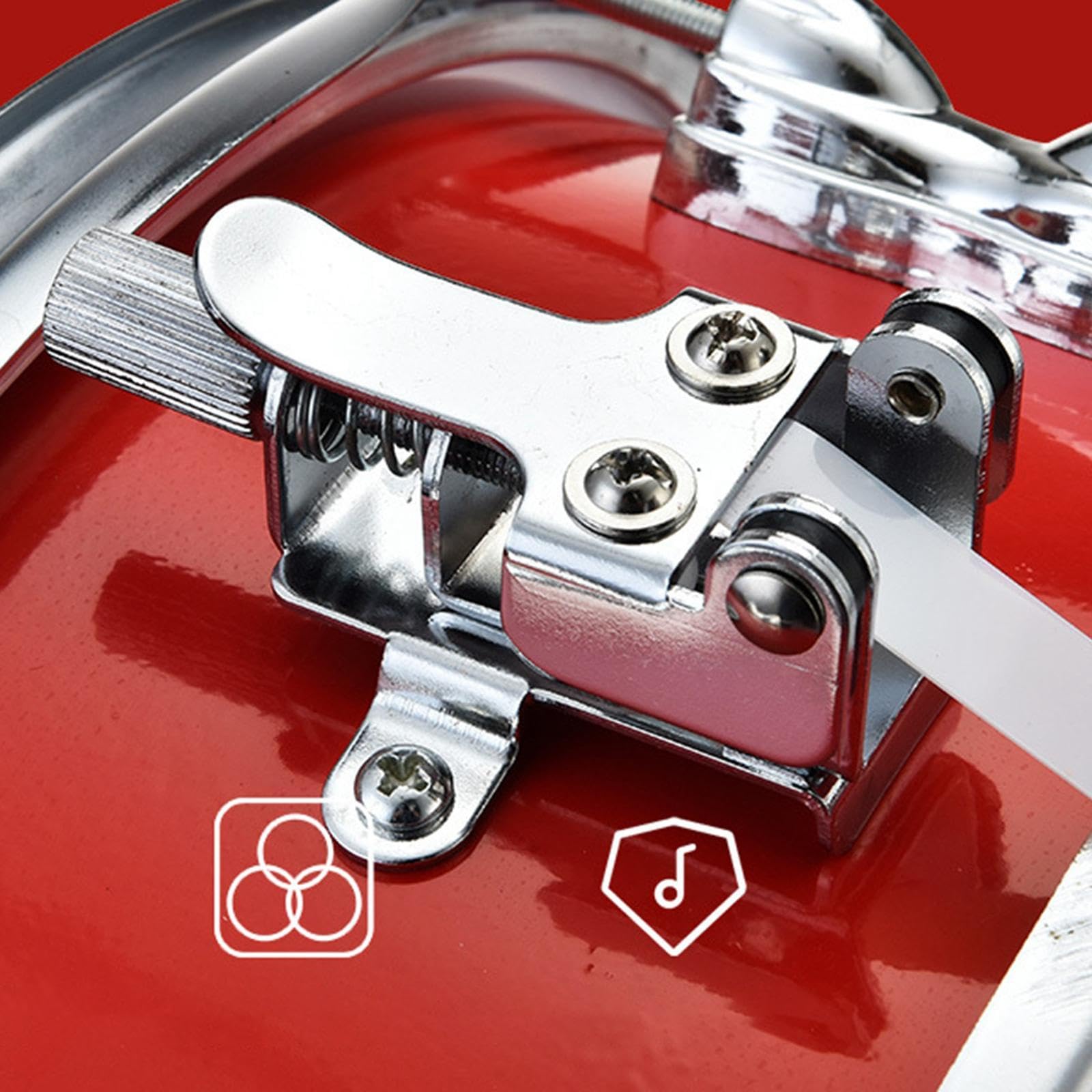 Snare Drum Tambor de Percusión Set Musical Instrumento con Baquetas Y Correa Ajustable Fabricado en Acero Inoxidable Y Cabeza de Poliéster Adecuado Pa, Red 14 Inch