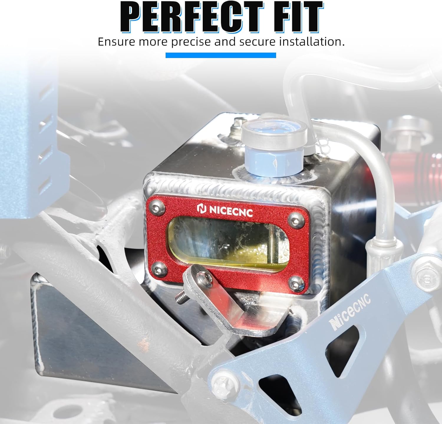 NICECNC Cooling Oil Tank Compatible with Yamaha Raptor 700 YFM700R 2014, Raptor 700R 2013 2015-2026, Raptor 700R SE 2017-2023, See Fitments, Red, Aluminum