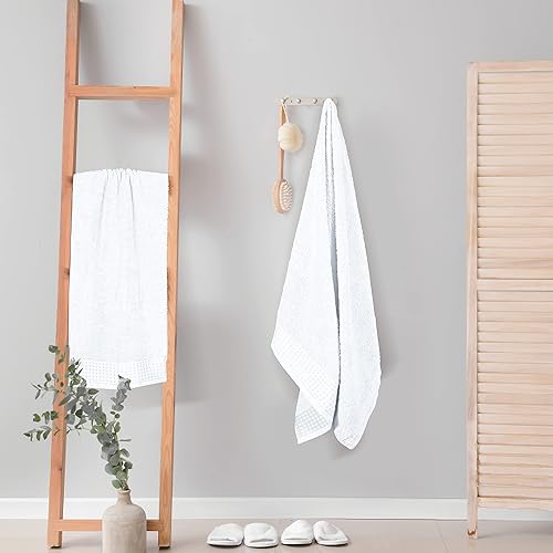 Vista 388 de GLAMBURG Juego de 6 toallas de 100% algodón ultra suave, contiene 2 toallas de baño de 28 x 55 pulgadas, 2 toallas de mano de 16 x 24 pulgadas y 2