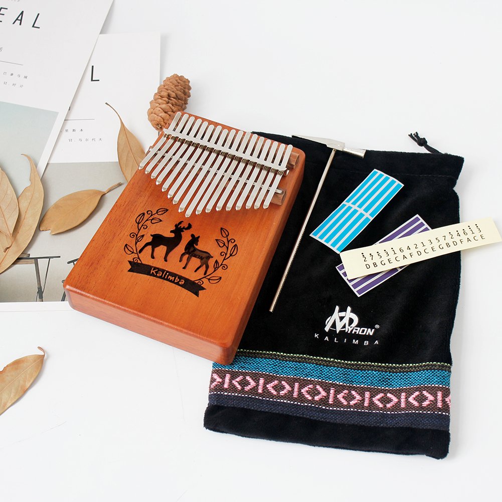 17 clés instrument de musique portatif de clavier de percussion de piano de pouce de Kalimba (cerf)