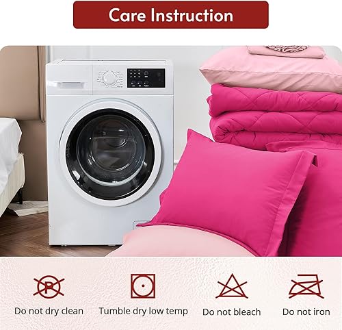 Miniatura 9 de MUXHOMO - Ropa de cama reversible de 5 piezas en bolsa, ptodas las estaciones - Incluye edredón, sábana encimera, sábana bajera, fundas de almohada