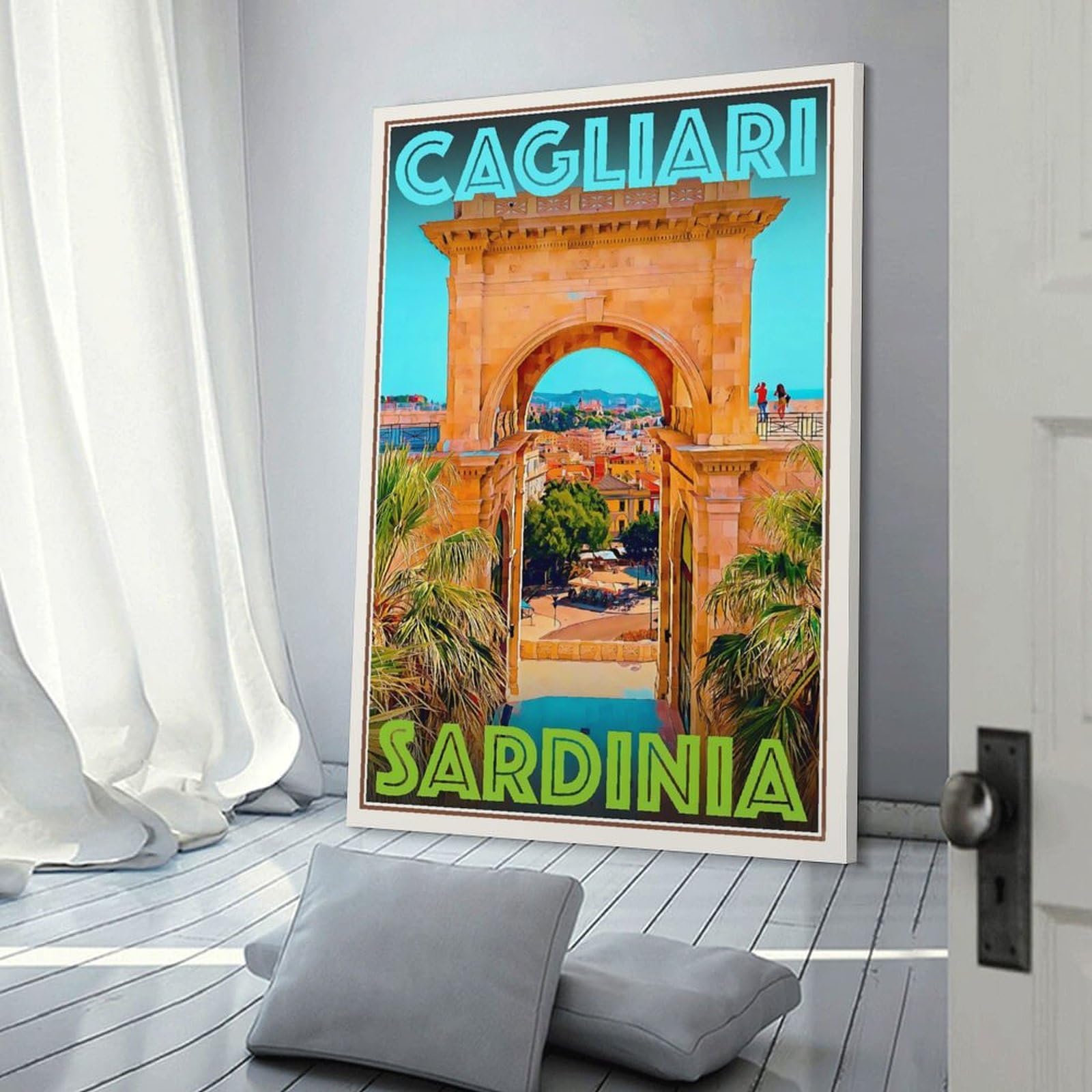 LZTEN Poster da parete in stile retrò vintage, motivo: Cagliari - Sardegna, poster da parete per viaggi, vacanze, 12 pezzi