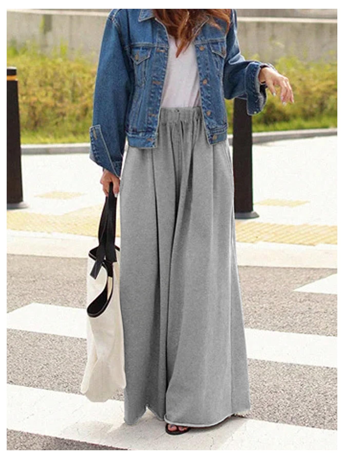 Women's Wide Leg Sweatpants High Elastic Waist Flowy Palazzo Pants Loose Baggy Pants Bottoms