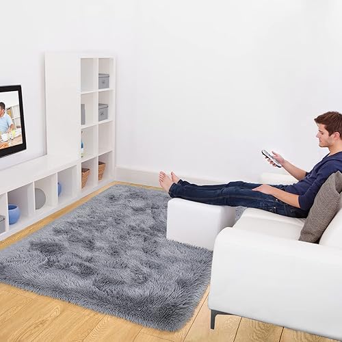 Miniatura 216 de Kelarea Alfombra de área para sala de estar, 3 x 5, antideslizante, color azul turquesa, esponjosa, suave, alfombra de felpa peluda para dormitorio