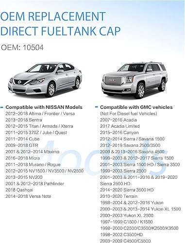 Miniatura 3 de Tapa de gasolina con bloqueo, tapa de combustible de bloqueo de repuesto 10504 para Toyota 4Runner Camry Tundra Acura Tacoma Chevrolet Silverado