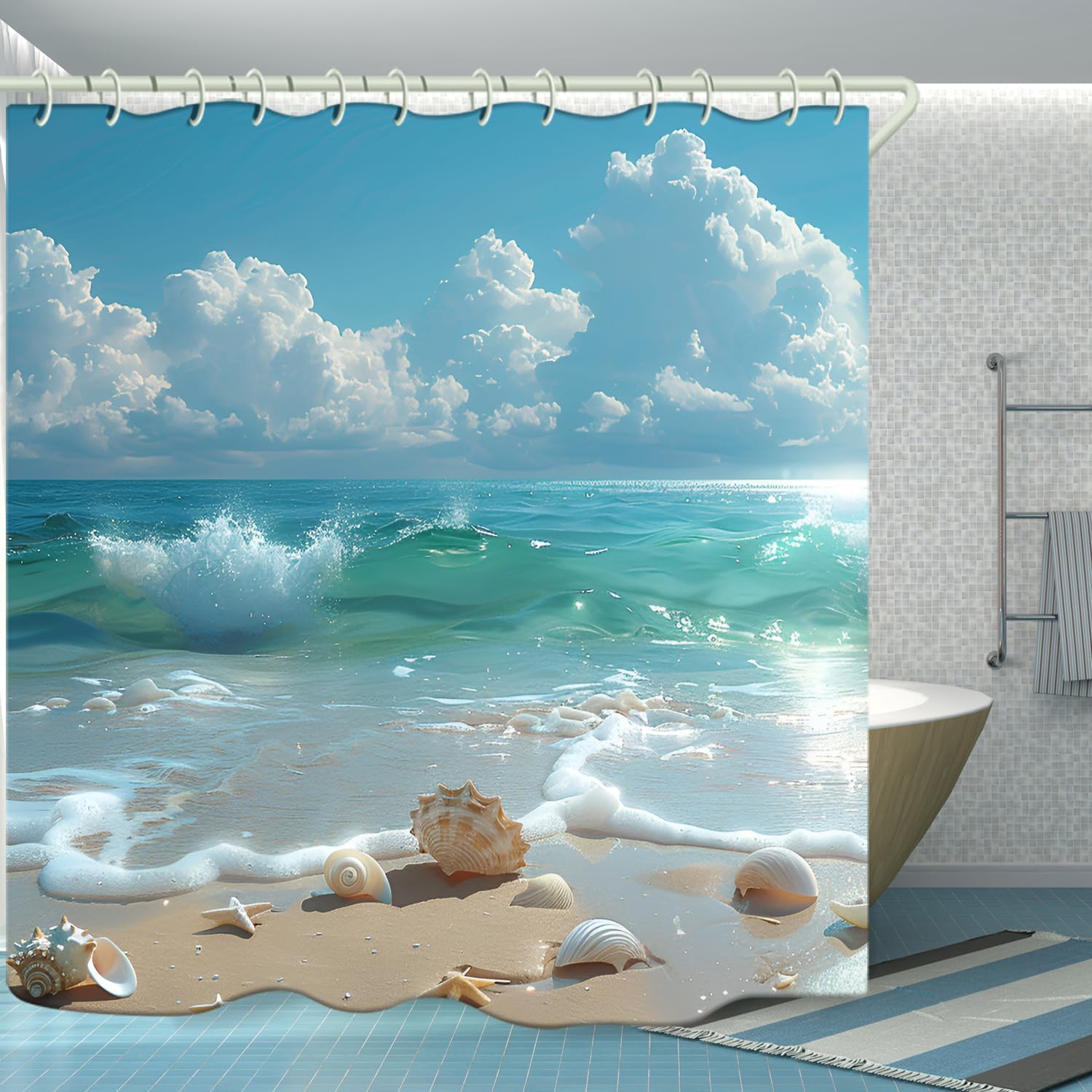 WODEJIAFANG Polyester Bath Blind Set Hooks & Liners in Bath Room Shower Curtains Sets for Bathroom Accessories,African Girls 3D Printed Beautiful Wide Fabric Toilet Curtain for Bathtub 72X72 inches