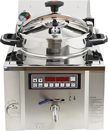 Miniatura 9 de Freidora eléctrica a presión de 16L, freidora de pollo de alta presión mejorada inteligente de 220 V con características de seguridad, freidora de