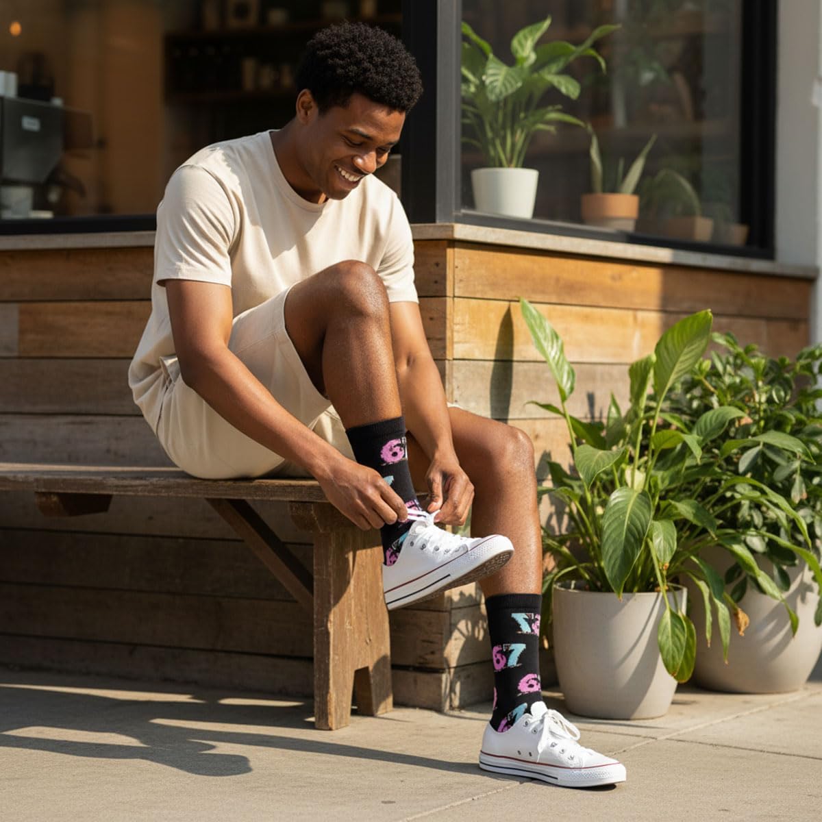 Funny Trendy Meme 67 Six Seven Socks, I'm Not Sleeping Cotton Crew Socks Unique Gift for Him Her - Image 3