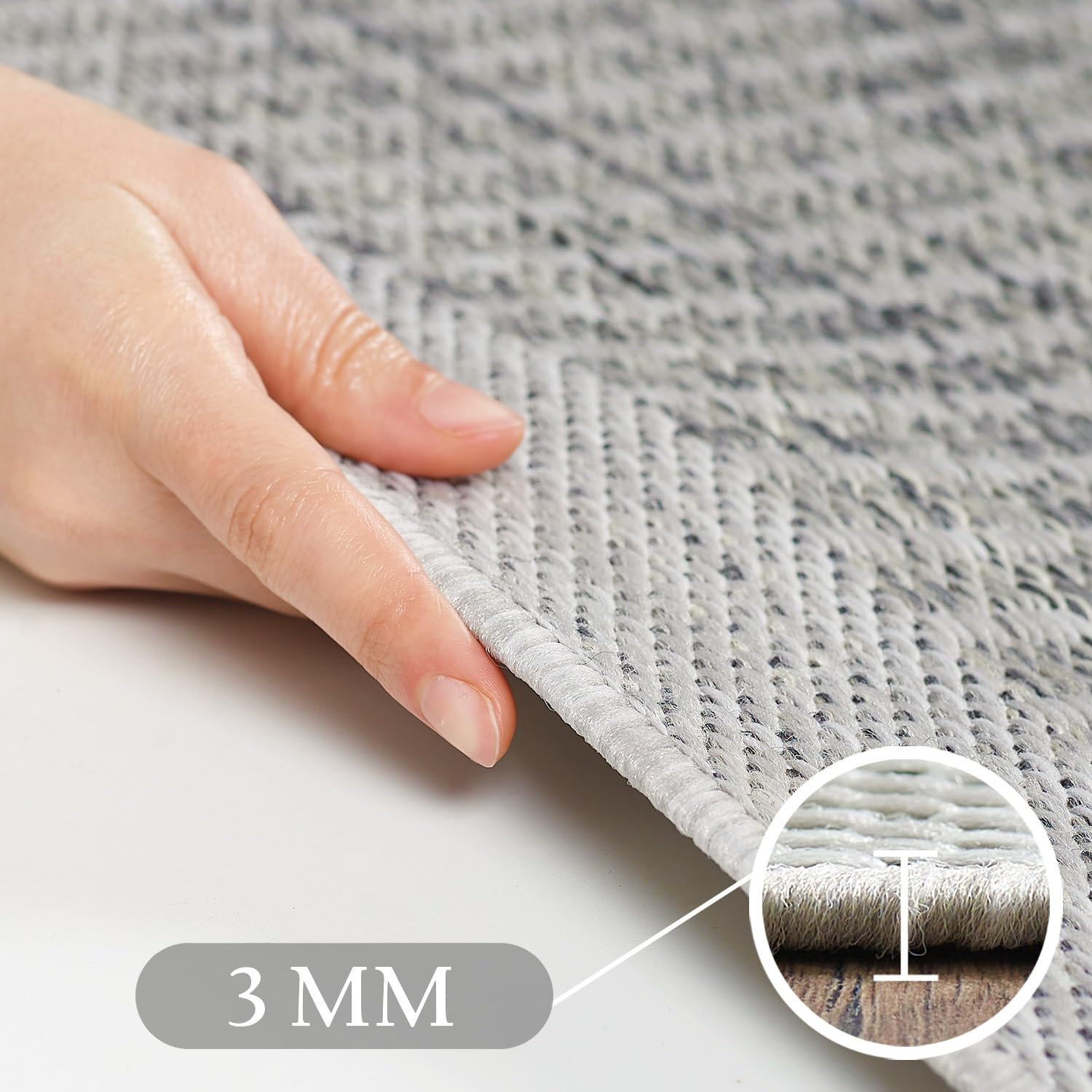 Teppium Tapis d'extérieur Robuste, résistant aux intempéries et aux UV, pour Balcon, terrasse, Jardin d'hiver, Cuisine ou Salle à Manger, Tapis Uni Gris 200 x 290 cm