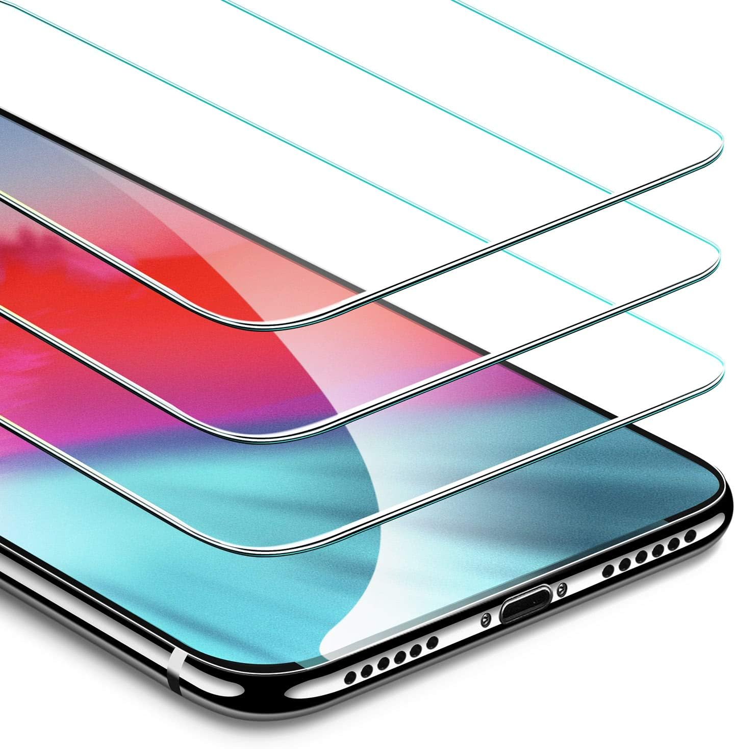 ESR [3-Pack Screen Protector for iPhone Xs/iPhone X, iPhone iPhone Xs/iPhone X Tempered Glass Screen Protector [Force Resistant Up to 22 Pounds] Case Friendly for iPhone 5.8 inch(2017&2018 Release)