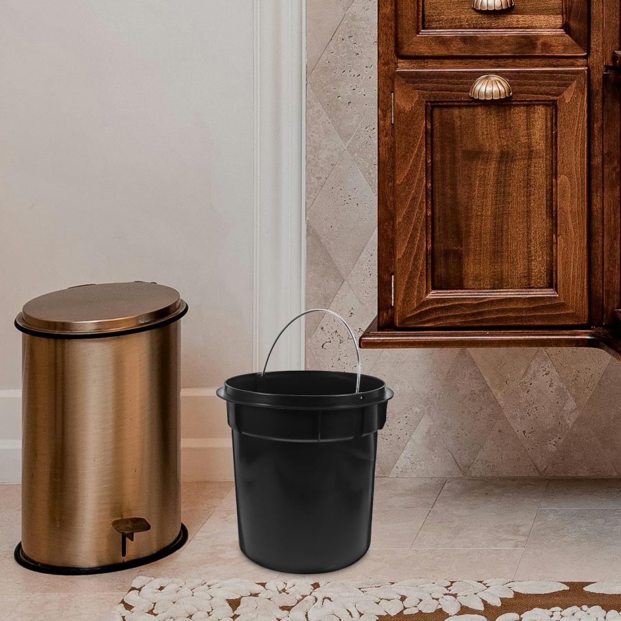 Trash Can Inner Bucket Replacement Removable Garbage Can Pail Liner Insert 5l Plastic Trash Bin Wastebasket Round Garbage Container Black