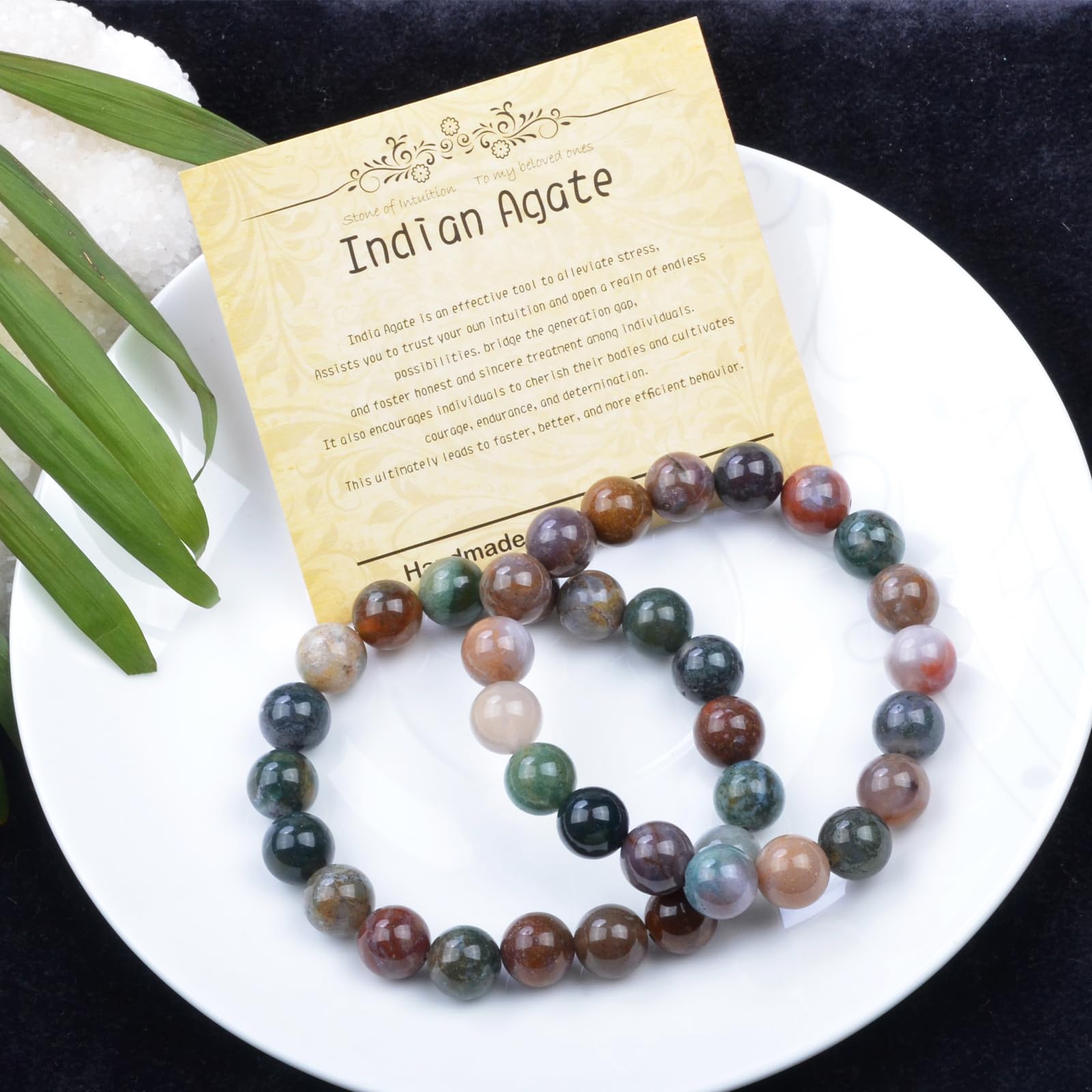 Natural Healing Gemstone Bracelet Handmade Yoga Stretch Elastic Bracelet Stress Relief Crystal Jewelry for Men and Women