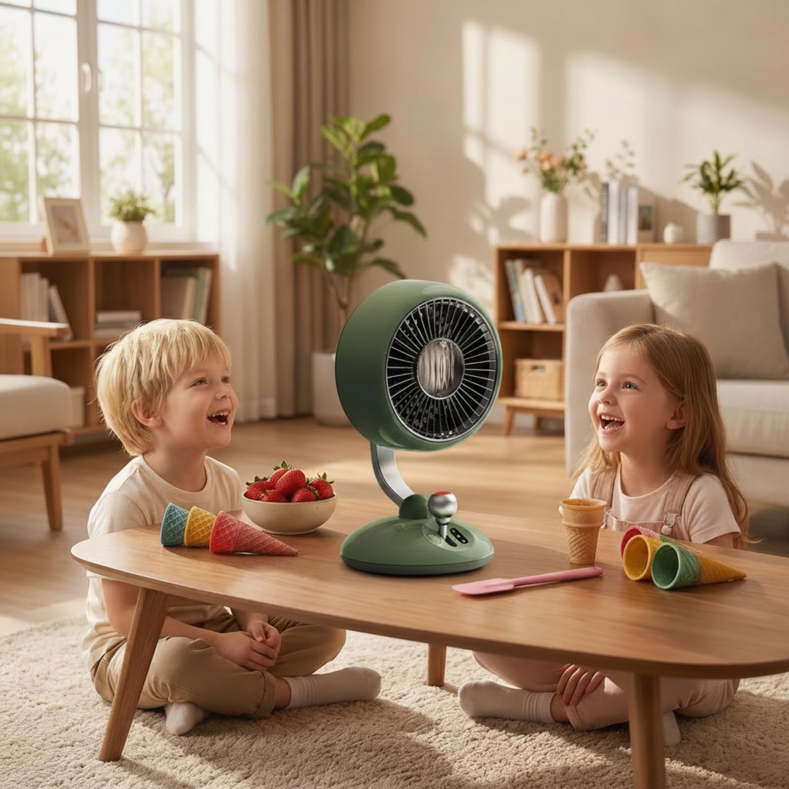 Ventilatore USB da Scrivania Ventilatore da Tavolo Silenzioso Portatile Ricaricabile con Griglia Arrotondata Regolazione Velocità a Materiale Plastica Adatto per Lavoro Casa Riposo, Rosso