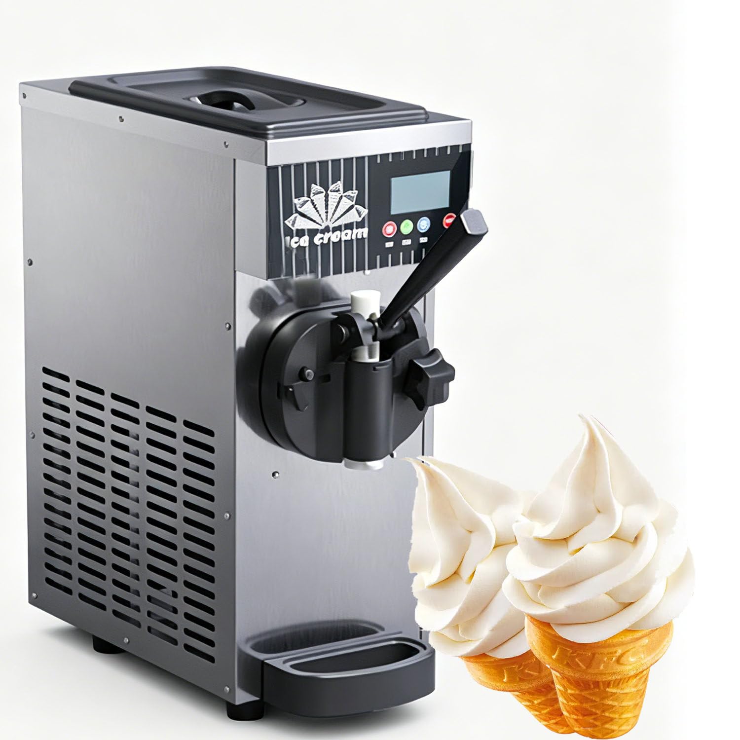 CelyToe Single Flavor Ice Cream Machine, Countertop Ice Cream Maker, Soft Serve Machine equipped with Detachable Washable Parts,for Restaurant Snack Bar Party