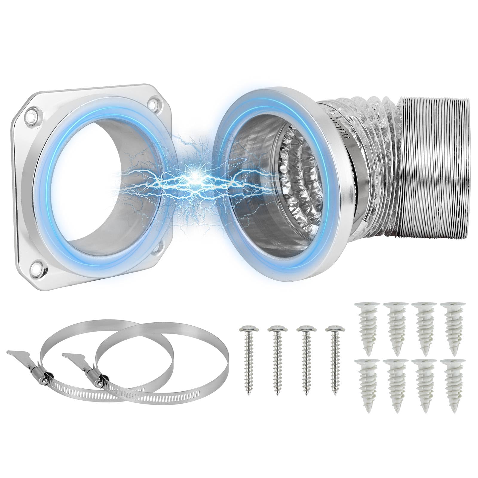 Photo 1 of Magnetic Dryer Vent Connector Kit DV180 Aluminum Alloy Shell Magnetic Dryer Vent Easy to Clean, Includes 3.3ft Long Dryer Vent Hose & 2 Clamps
