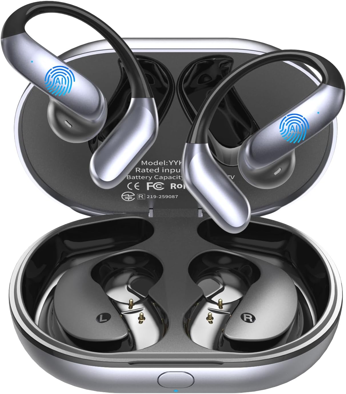 Ai Translation Earbuds, 198+ Languages Two-Way Translator Headphones Real Time, Audifonos Traductores Inglés Español, 4-in-1 Language Translation Earbuds for Travel, Business & Learning - Silver Black