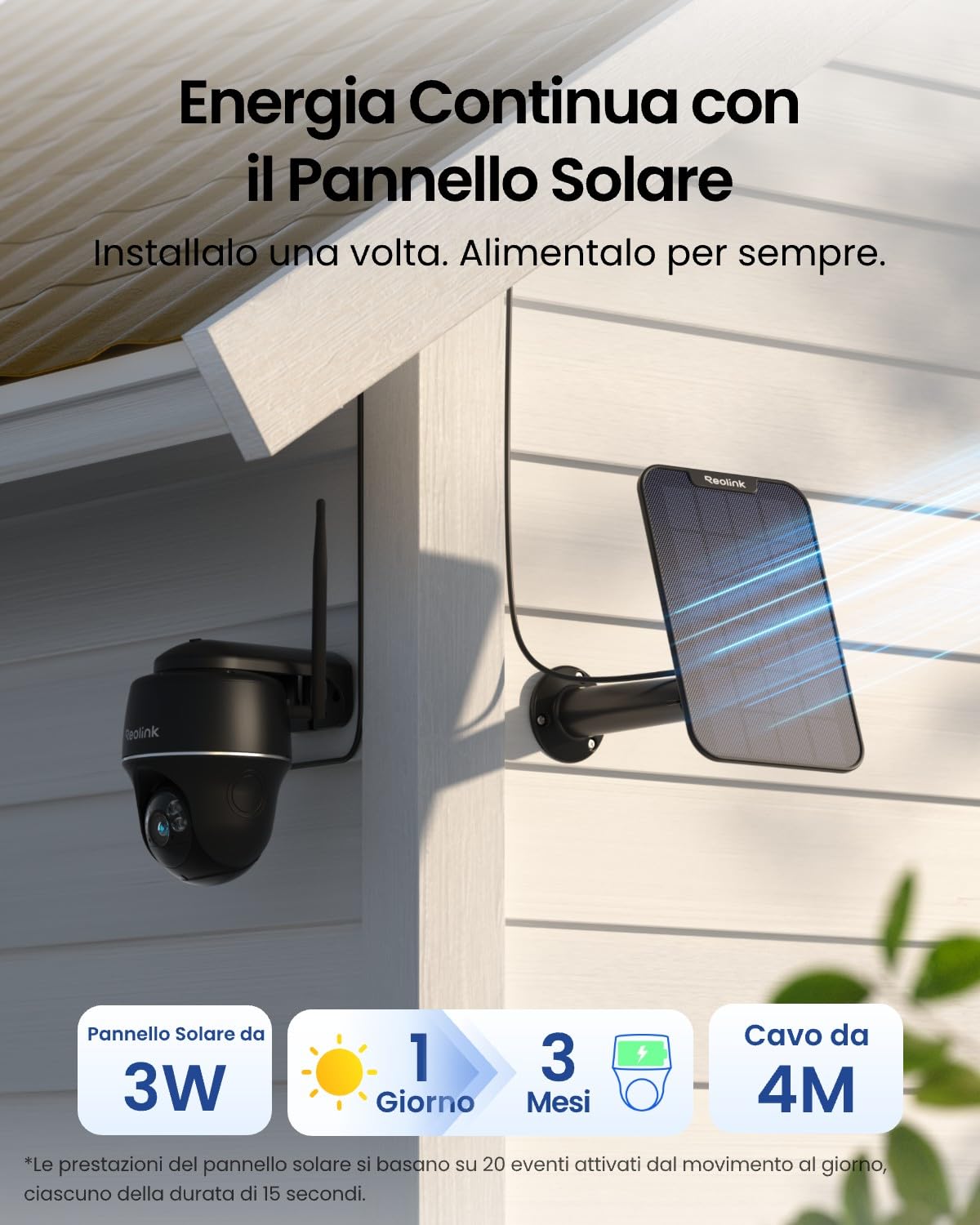 Reolink 5MP Telecamera WiFi Esterno Senza Fili a Batteria, 360° PTZ Videosorveglianza WiFi 2,4/5 GHz, Rilevamento Smart, Audio a 2 Vie, Compatibile con Alexa/Cloud, Argus PT(Nero) con Pannello Solare