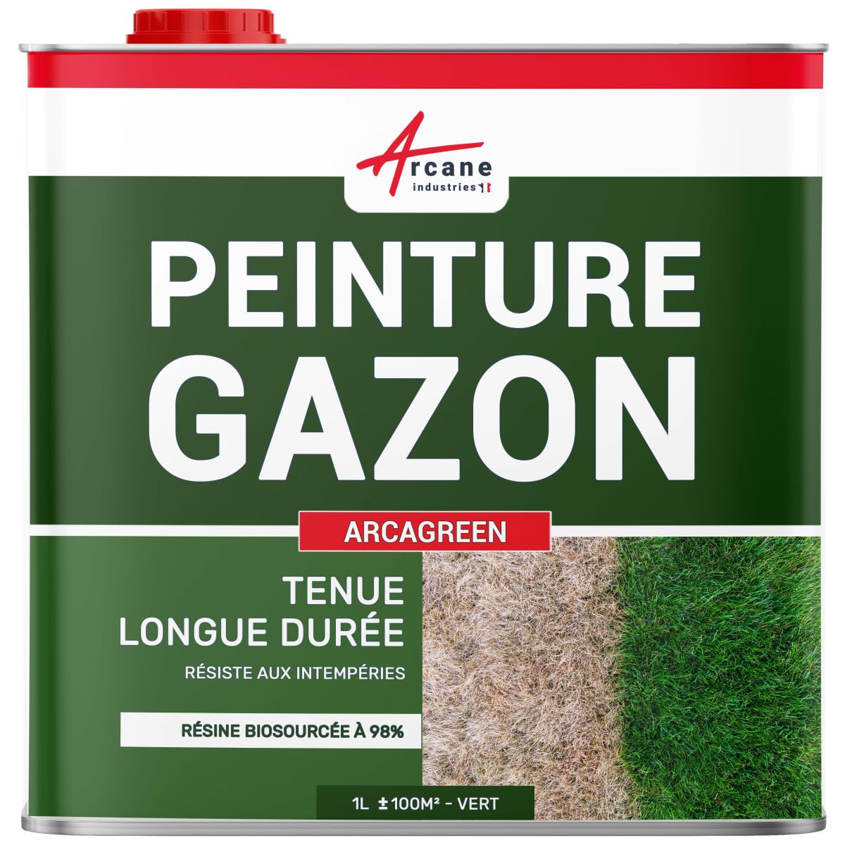 ARCANE INDUSTRIES Peinture Gazon, pelouse, végétation : ARCAGREEN - 1 L Vert
