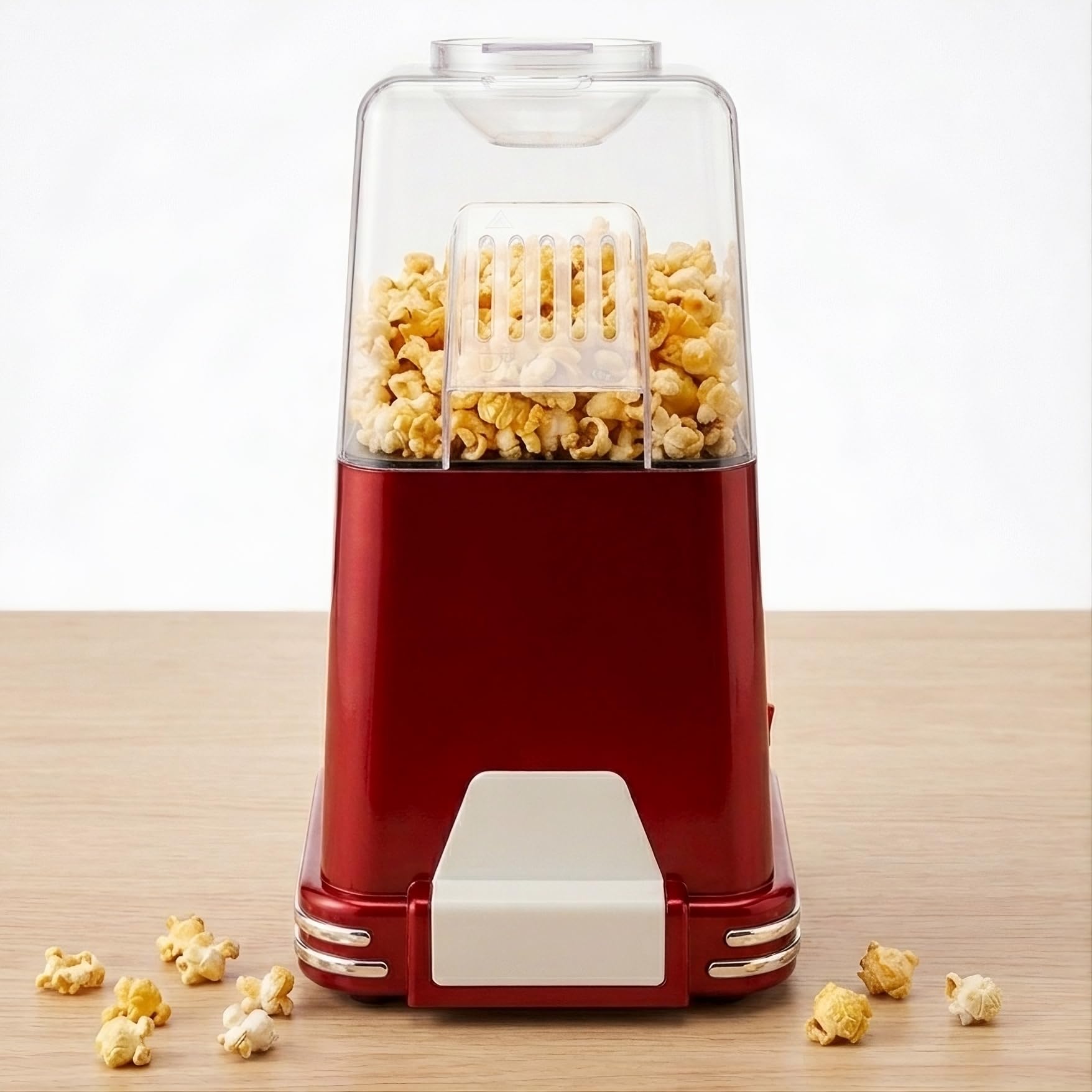 Salco Máquina de Palomitas | Retro Popcorn Maker con diseño años 50 | Tecnología de aire caliente | Sin aceite y sin grasa | 1100W | Preparación rápida | Rojo