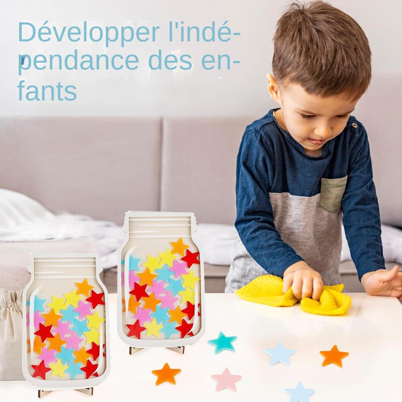 Pot à Récompenses En Bois étoilé Pour Enfants - Système De Motivation Et Bonnes Habitudes, Maison Et école