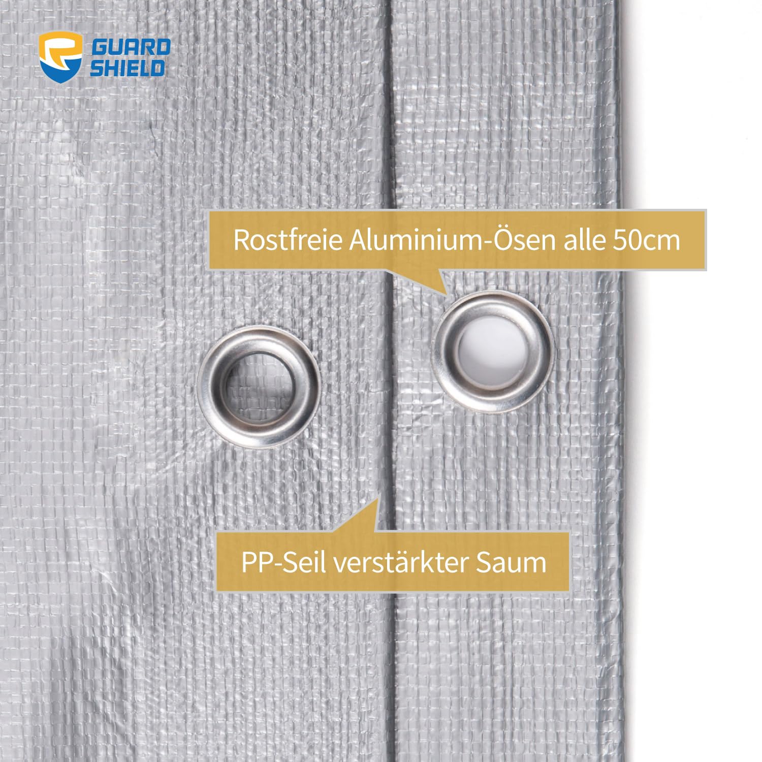 GUARD SHIELD Afdekzeil, met inslagringen, waterdicht, 5 m x 6 m, grijs/zwart, zeildoek, 160 g/m², afdekzeil, multifunctioneel, scheurvast, uv- gestabiliseerd, schimmelbestendig