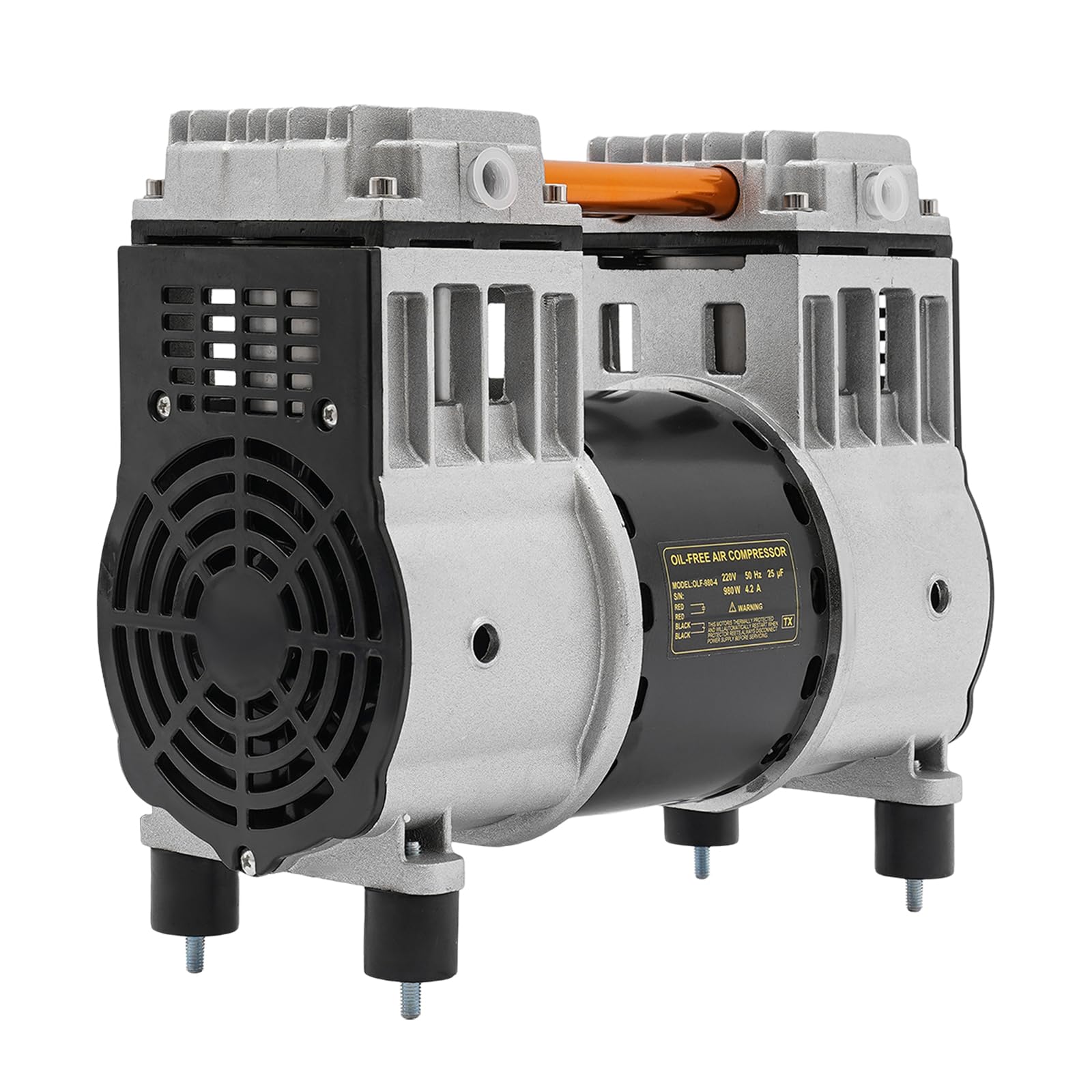 Compressore d'aria 980W con testa e 2 silenziatori, testa della pompa del compressore d'aria 1380 giri/min, testa della pompa del compressore d'aria, motore in rame puro per fabbriche