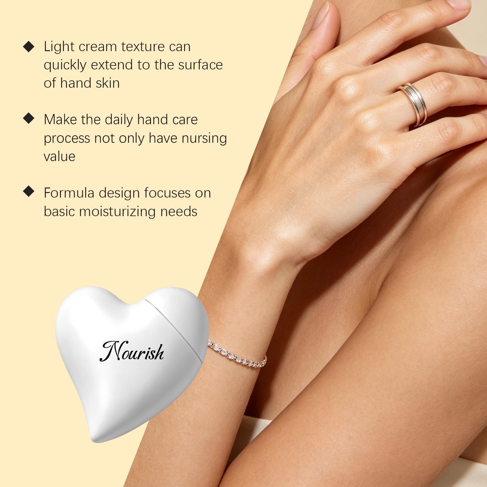 Crema de manos nutritiva con forma de corazón, 50 ml, cuidado hidratante para manos suaves | Crema de manos en embalaje de corazón de moda, fórmula nutritiva e hidratante para suavizar las manos secas a diario