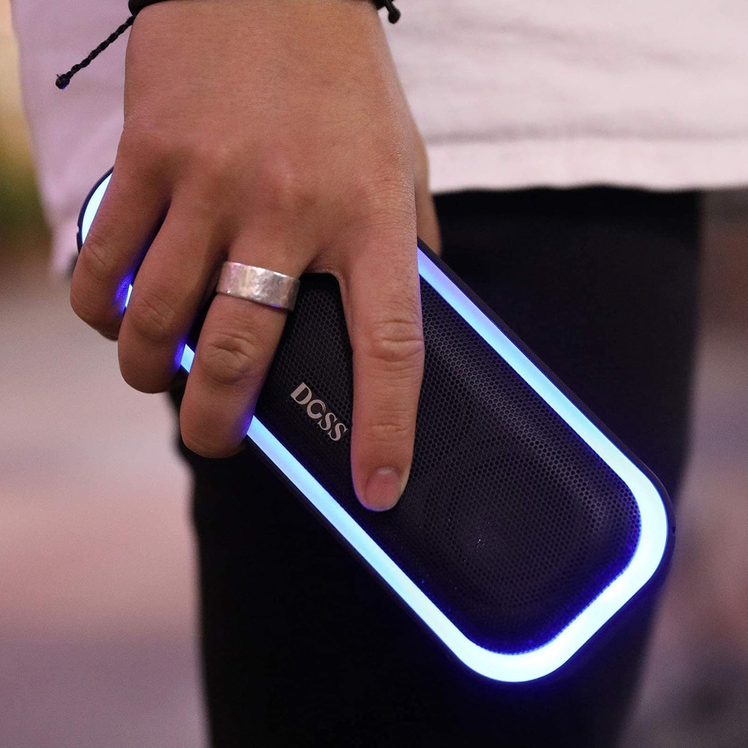 Bluetooth Speakers, DOSS SoundBox Pro Portable Wireless Bluetooth Speaker with 20W Stereo Sound, Active Extra Bass, IPX5 Waterproof, Wireless Stereo Pairing, Multi-Colors Lights, 20Hrs Playtime -Black : Electronics