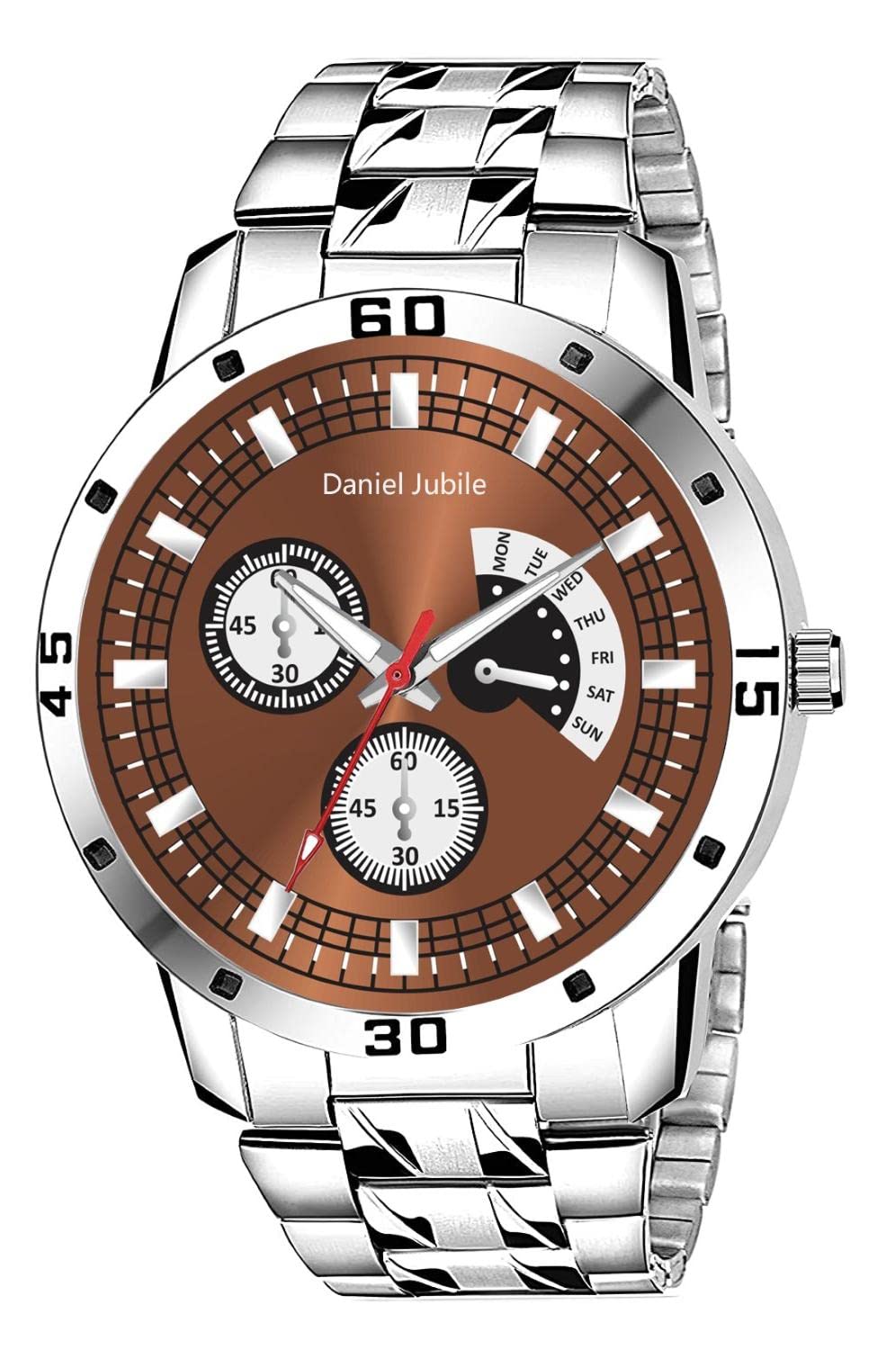 Analog Dial Day Functioning Stainless Steel Strap Watch (Brown) (B0BXL49D6Z) Amazon Price History, Amazon Price Tracker