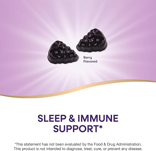 Miniatura 3 de Nature's Way Sambucus Sleep + Immune* Gomitas de saúco, apoyo inmunológico y sueño con melatonina, vitamina C, L-teanina, zinc, 50 gomitas (el