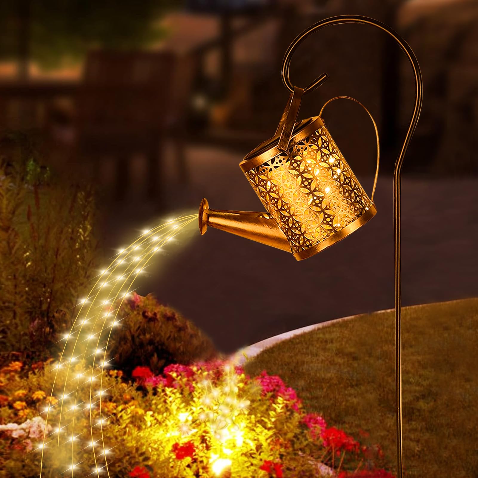Arrosoir Solaire Guirlande Lumineuse Exterieure De Jardin, LED Lampe Decorative Étanche Avec Support, Lanterne Rétro Métal Pour Cour Chemin Terrasse