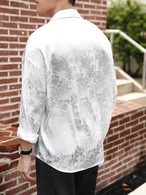 SheIn Manfinity Hypemode Men Floral Jacquard Button Front