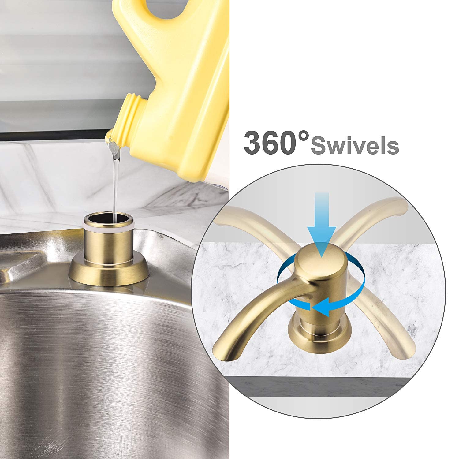 SAMODRA Soap Dispenser for Bathroom Kitchen Sink with Large 17 OZ Soap