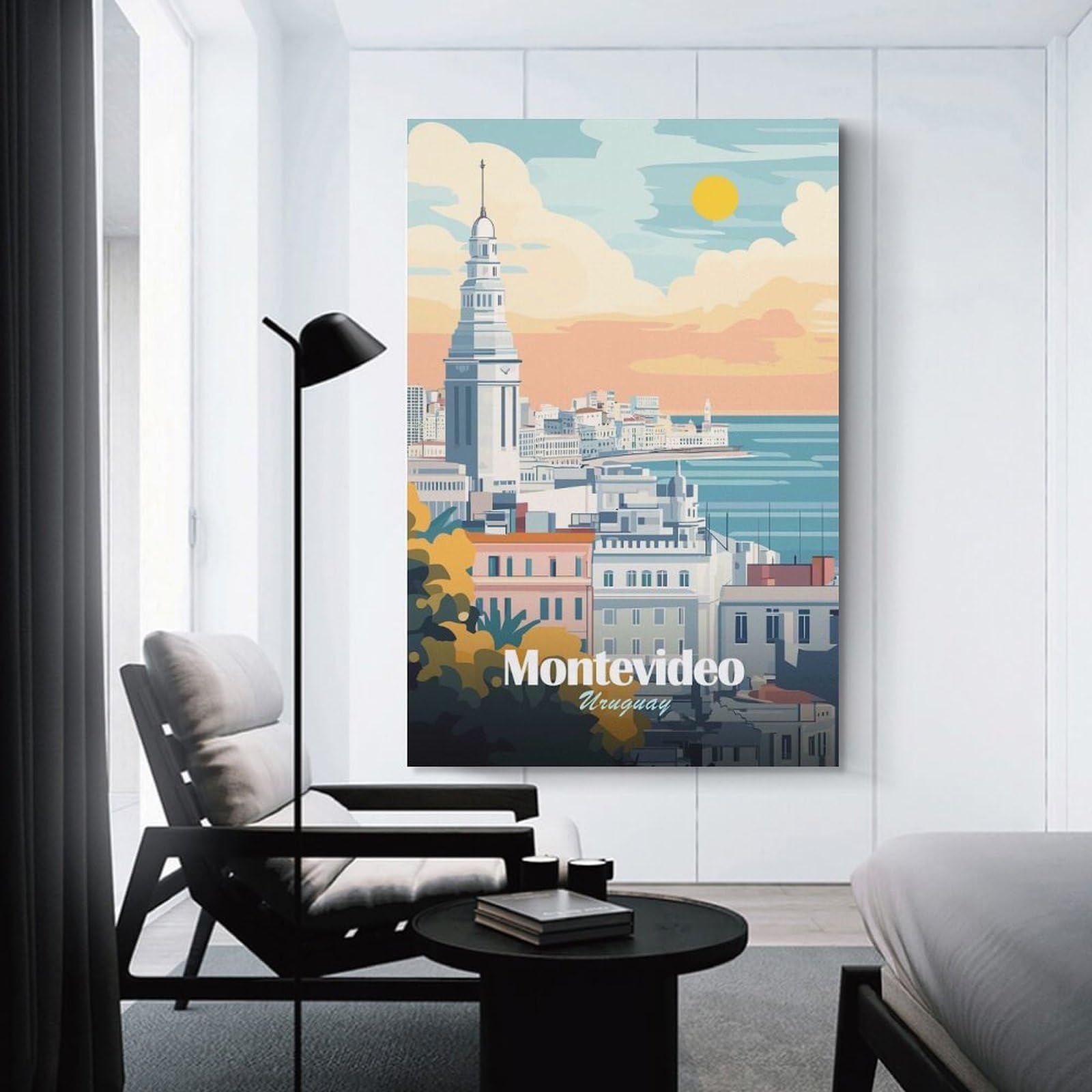 Junmoney Decorative Wall Artwork Montevideo Uruguay Travel, 24x36inch(60x90cm), for Corridors, Hallways Or Apartment Entries, Wall Decor to Refresh Empty Corners