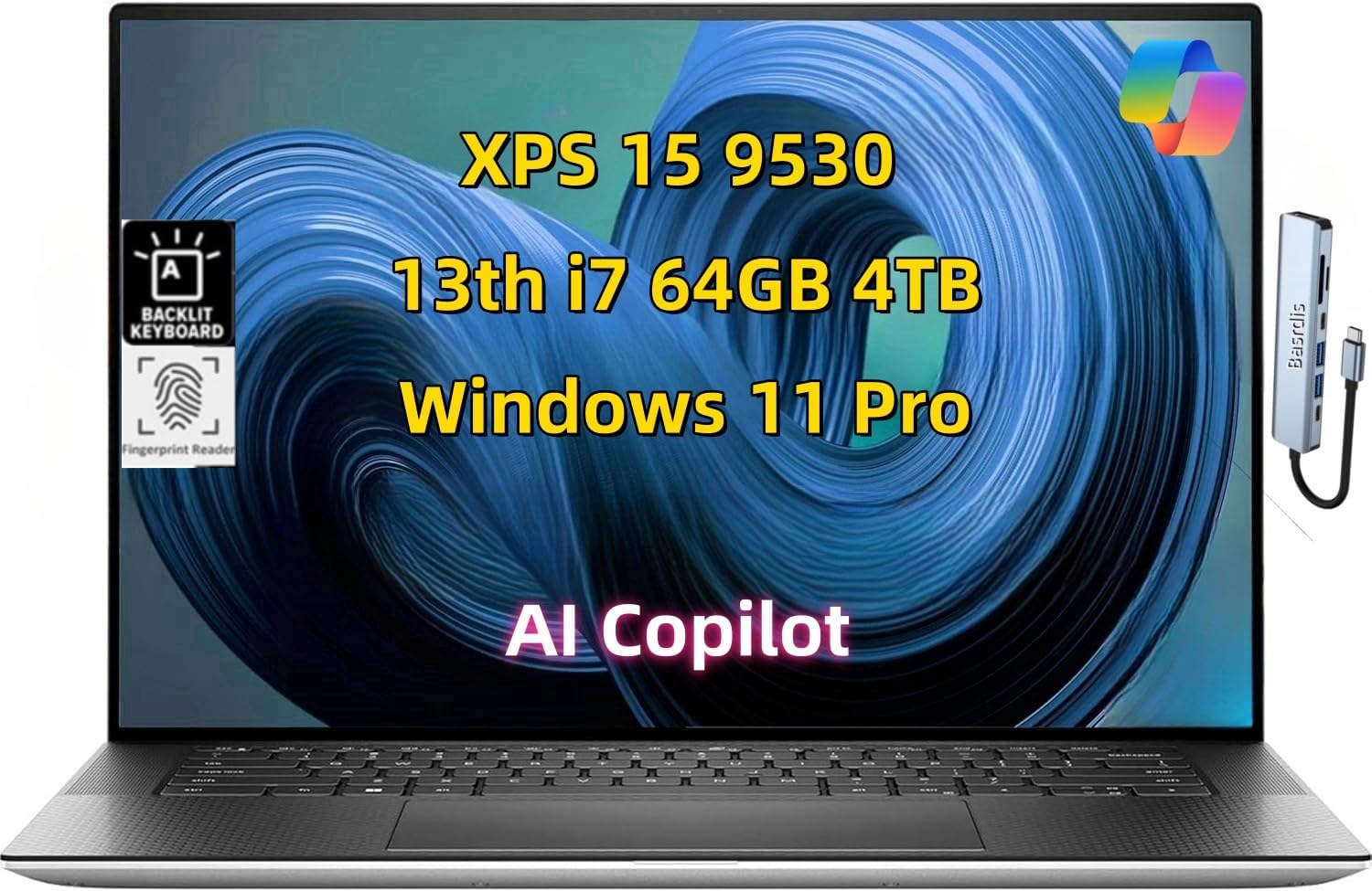 NewDell XPS 15 9530 Business Laptop, 15.6" FHD+ Anti-Glare, Intel Core 10 Core i7-13620H (> i9-12900H), 64GB DDR5 RAM 4TB SSD, Backlit KYB Fingerprint Thunderbolt4, AI Copilot, USB HUB Windows 11 Pro