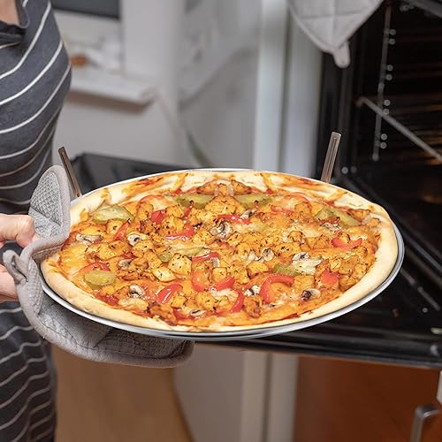 Miniatura 5 de LIANYU Juego de 4 sartenes para pizza, bandeja de acero inoxidable de 11.8 pulgadas para hornear al horno, plato redondo antiadherente para pizza,