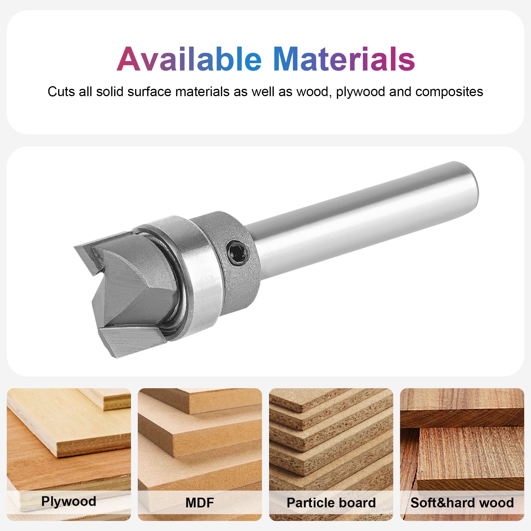 SpeTool Carbide Flush Trim Router Bit with Top Bearing, 1/4 Inch Shank, 1/2 Inch Diameter - Image 4