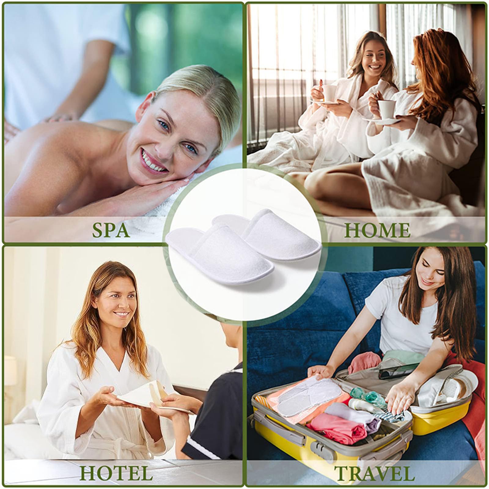 Pantofole Hotel, Pantofole Chiuse Hotel, 3 Paia Pantofole Usa E Getta Ospiti Antiscivolo, Pantofole d'albergo, Ciabatte Monouso Ospiti, Pantofole SPA, Ciabatte Sposa Bianco(Taglia Eu 37-43, Bianco)