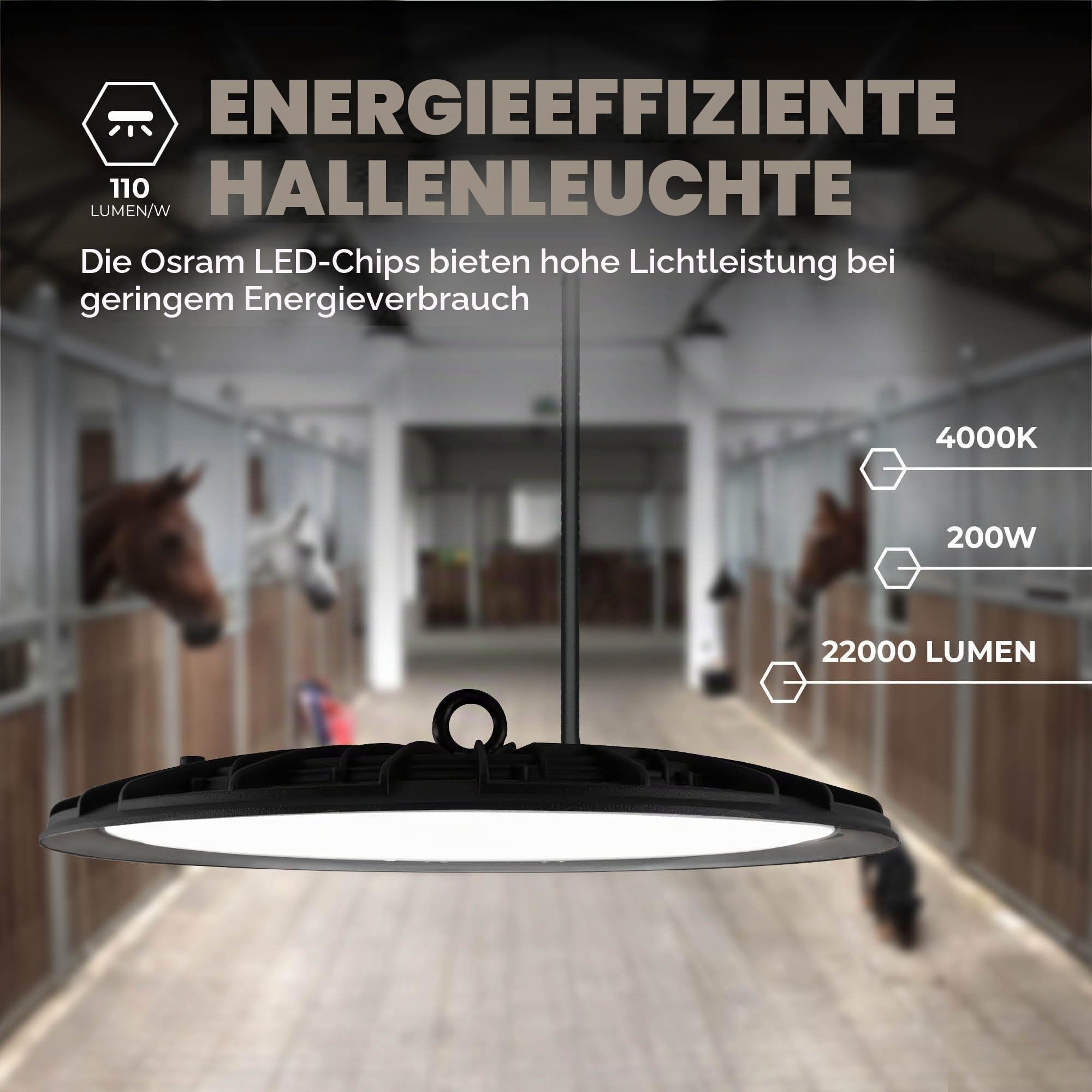 Ledvion LED Hallenstrahler Sensor 200W 110lm/W 4000K Dimmbar IP65