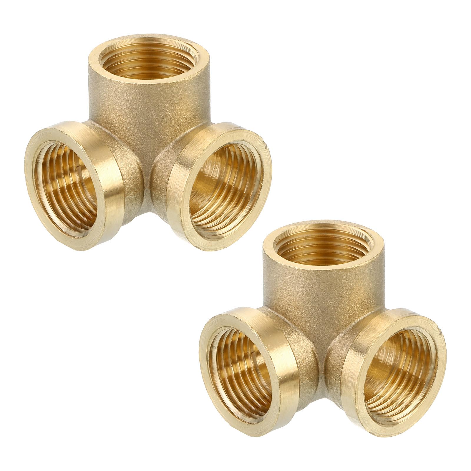 QUARKZMAN Trójnik mosiężny, 1/2" x 1/2" x 1/2" NPT 3-drożny łącznik Y do transportu gazu, 2 szt